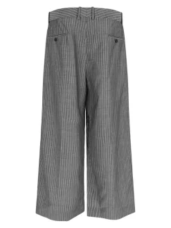 Pantaloni Ampi In Lana Vergine E Mohair
