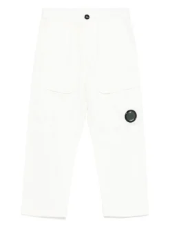 Pantaloni bianchi in lino e cotone con tasche