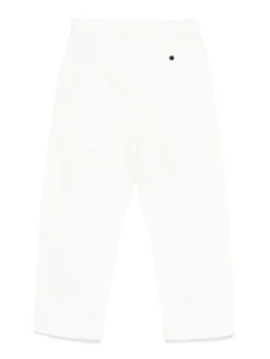 Pantaloni bianchi in lino e cotone con tasche