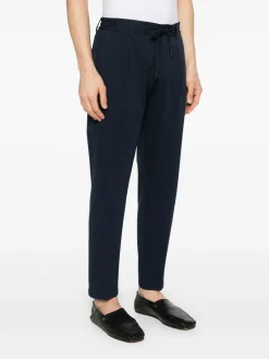 Pantaloni blu in cotone con cintura elastica