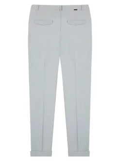 Pantaloni chino miscela di lana grigia perla
