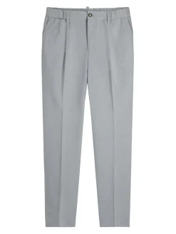 Pantaloni chino miscela di lana grigia perla