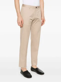 Pantaloni classici in cotone beige