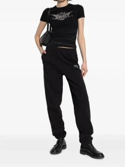 Pantaloni della tuta in cotone nero con logo