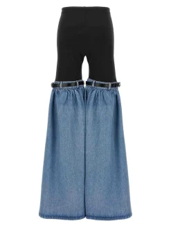 Pantaloni di bagliore in denim ibrido