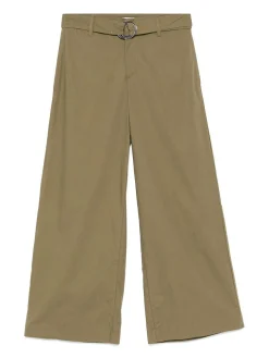Pantaloni di cotone in verde con cintura