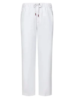 Pantaloni di lino e cotone bianco dritti