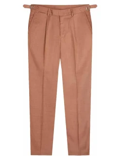 Pantaloni di miscela viscosa color tabacco