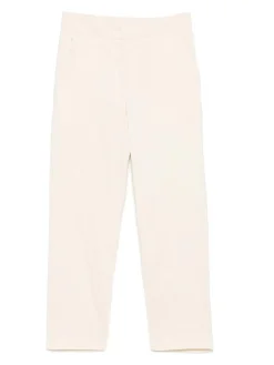Pantaloni in cotone miscelato in lino crema