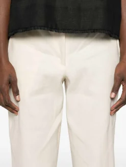 Pantaloni in cotone miscelato in lino crema