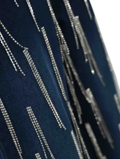 Pantaloni in denim con strass sospesi