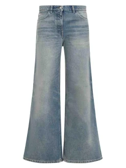 Pantaloni larghi in denim martello