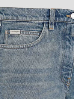 Pantaloni larghi in denim martello