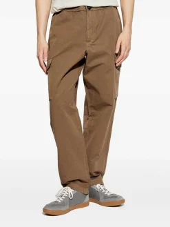 Pantaloni marroni in cotone e lino con tasche