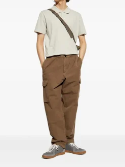 Pantaloni marroni in cotone e lino con tasche