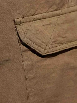 Pantaloni marroni in cotone e lino con tasche
