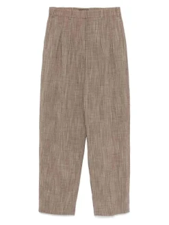 Pantaloni marroni in miscela di lino