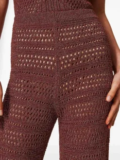 Pantaloni ricamati marroni