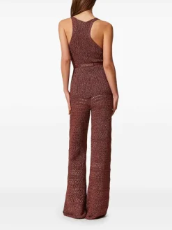 Pantaloni ricamati marroni