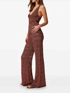 Pantaloni ricamati marroni