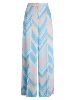 Pantaloni stampati azzurri e rosa morbidi