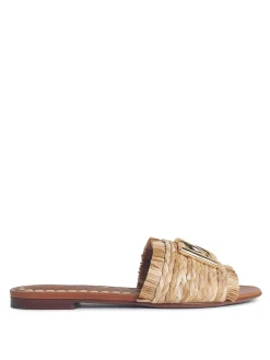 Pantofola intrecciata beige rafia