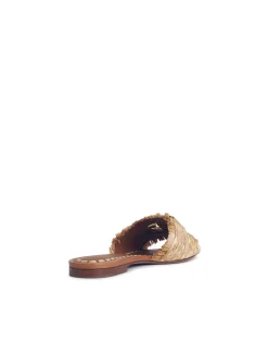 Pantofola intrecciata beige rafia