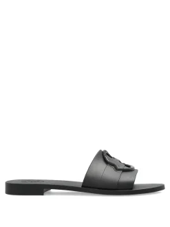 Pantofole nere con logo Appliquo