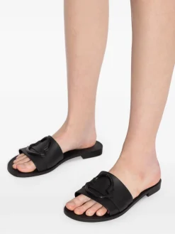 Pantofole nere con logo Appliquo