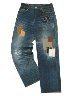 Patchwork blu cotone denim jeans