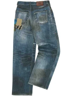 Patchwork blu cotone denim jeans