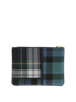 Pochette blu e verde motivo tartan