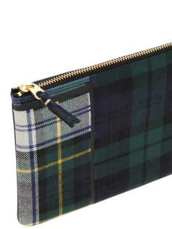 Pochette blu e verde motivo tartan