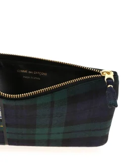 Pochette blu e verde motivo tartan