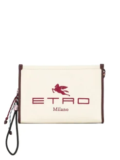Pochette con zip logata e dettaglio logato