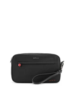 Pochette In Nylon Con Iconico Ricamo Logo