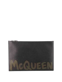 Pochette in pelle con logo mcqueen graffiti
