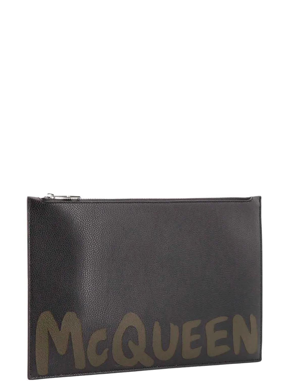 Pochette in pelle con logo mcqueen graffiti