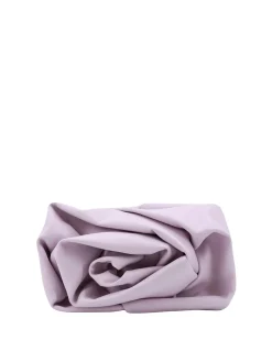 Pochette in pelle con rosa frontale