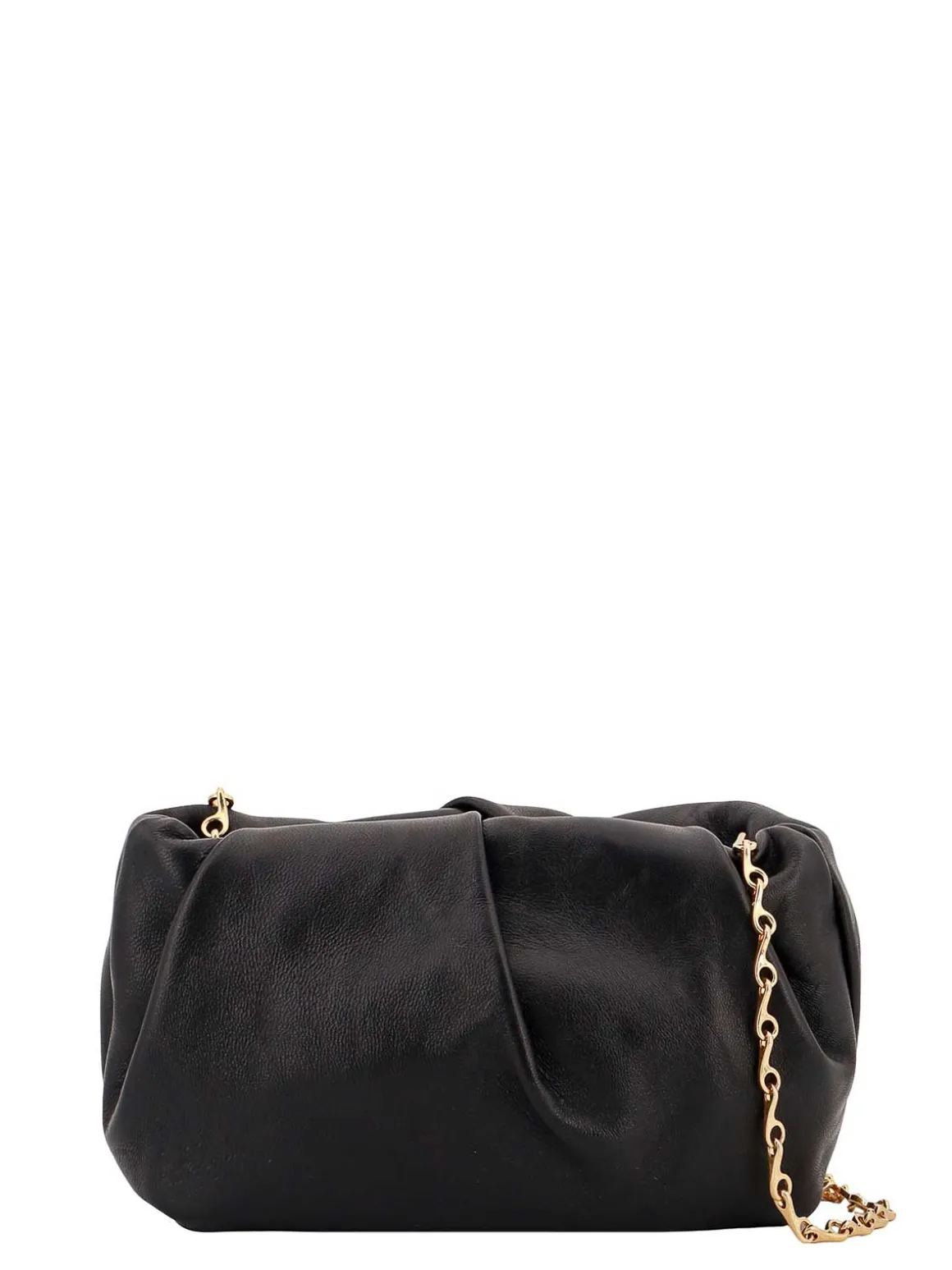Pochette in pelle con tracolla in metallo