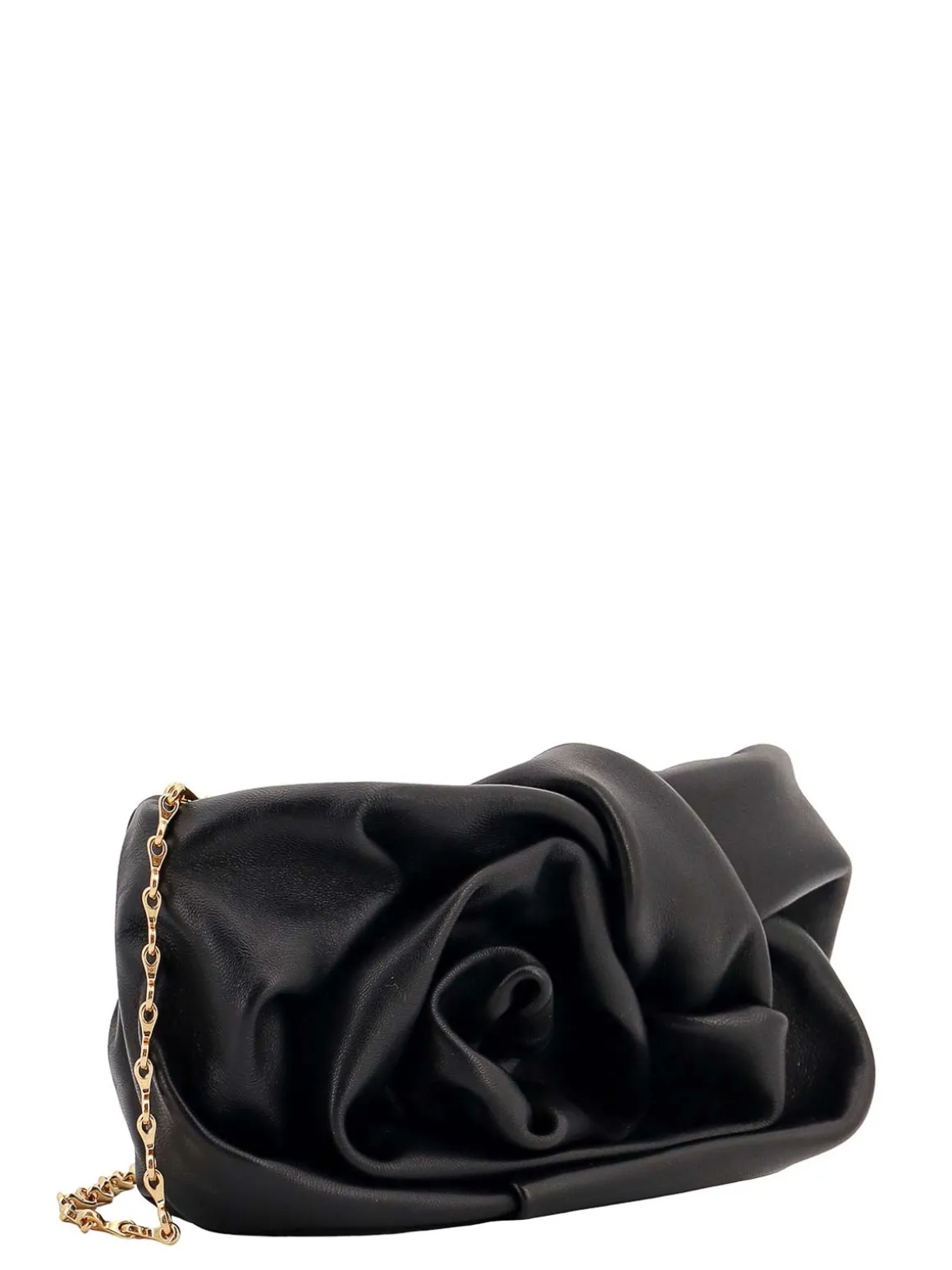 Pochette in pelle con tracolla in metallo