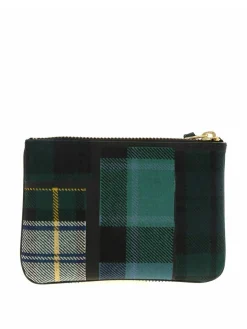 Pochette verde e blu motivo tartan