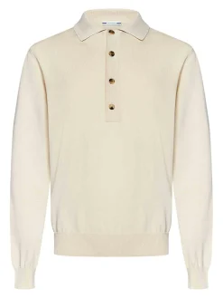 Polo a maniche lunghe in maglia color crema