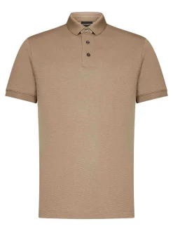 Polo beige a maniche corte jacquard jersey