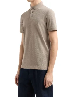 Polo beige a maniche corte jacquard jersey