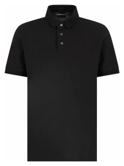 Polo in jersey jacquard nero a maniche corte