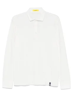 Polo in maglia bianco a maniche lunghe