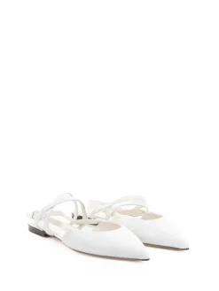 Pomme Dor Chanel Slingback Flat Bianca