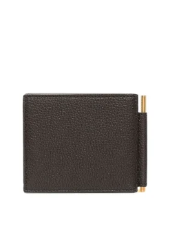 Portacarte in pelle granata e logo oro