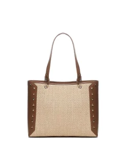 Raffia Shopper con borchie